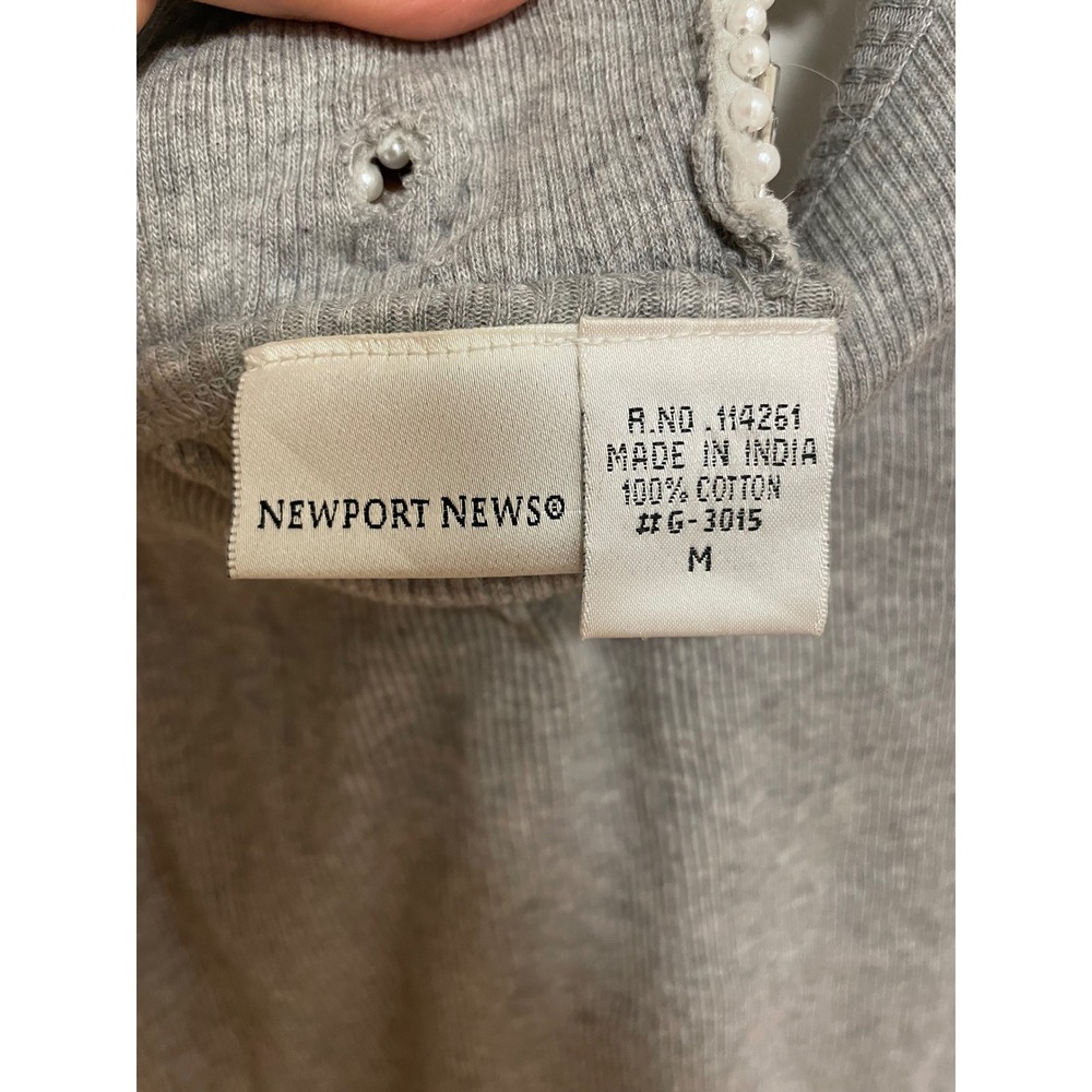 Y2K Beaded Back Racerback Tank Top Newport News Grey Ribbed Size M - Picture 3 of 4